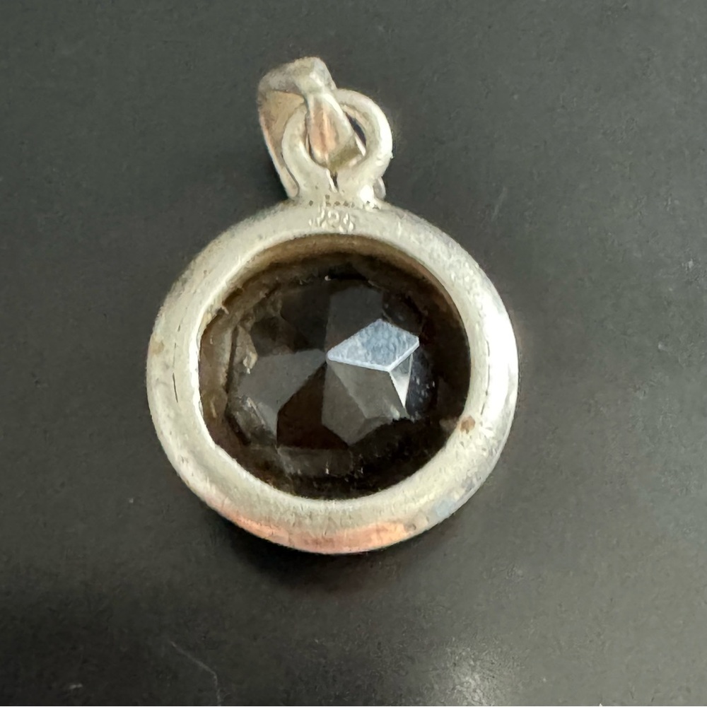 Sterling Silver Smoky Quartz Necklace 15” - 3mm Herringbone - Picture 5 of 12